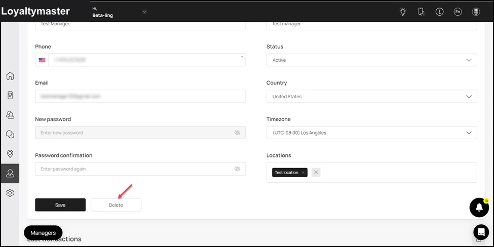 Add/ Edit/ Delete: From the bottom of this section, click the Delete button.