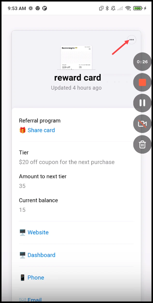 Push Notifications on Android: From the details screen, tap the three-dot icon located at the top-right corner.
