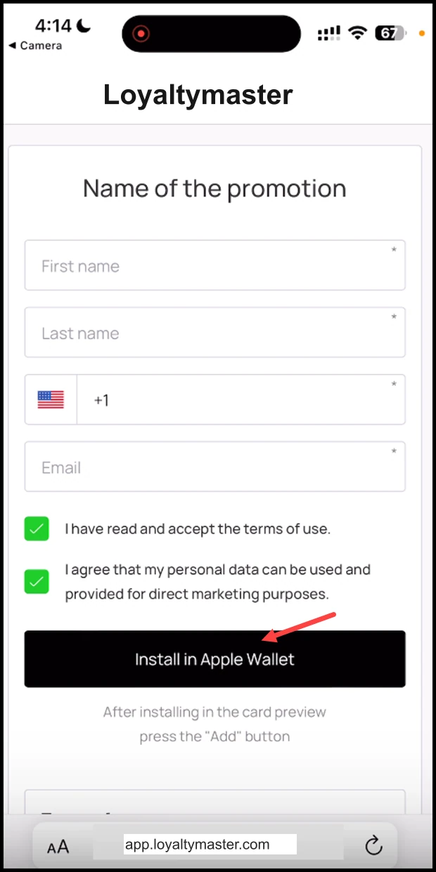How to Restore the Card: Once the required details are entered, click the Install in Apple Wallet button.