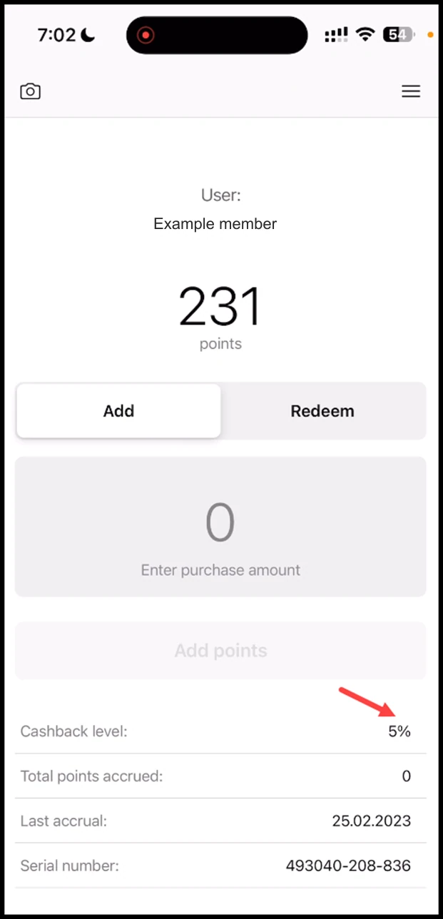 Scanner app - Cashback: As a certain level of points is reached as per the tiers defined, the cashback level increases.