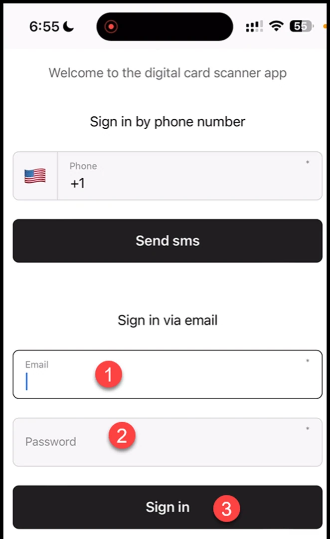 How the Scanner App Works: Once the credentials are entered, click the Sign In button.