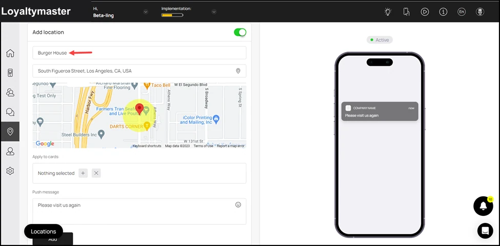 Geolocations: Use the Location Name field to enter the name of the location.