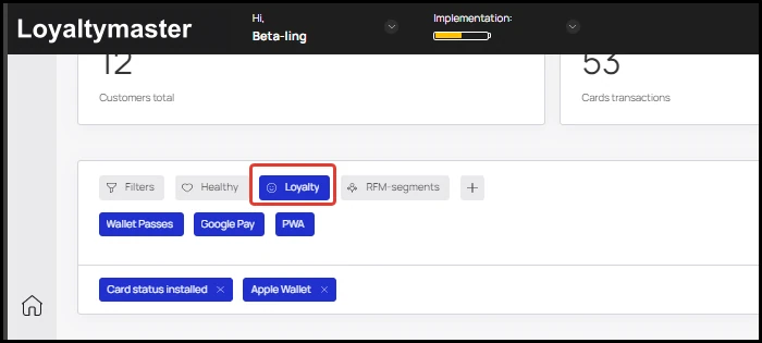 Customer Filters: PWA