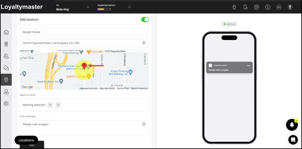 Geolocations: Use the pin on the map view to set the exact location on the map.