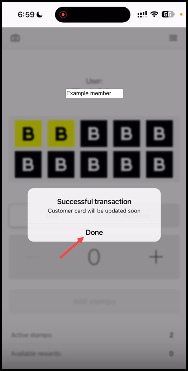 Scanner app - Stamp: Once added, the Successful Transaction popup is displayed. To proceed, click Done.