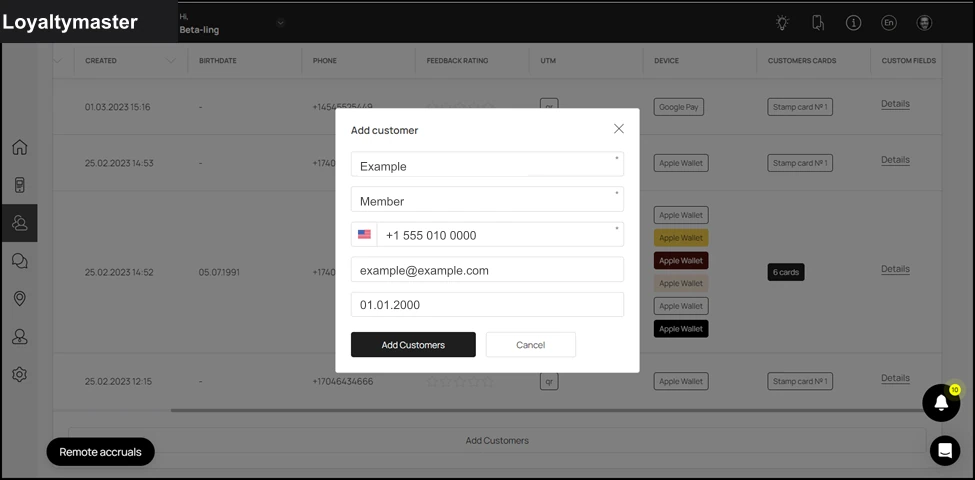 Customer Profile: Similarly, use the First Name field to record the first name of the customer.