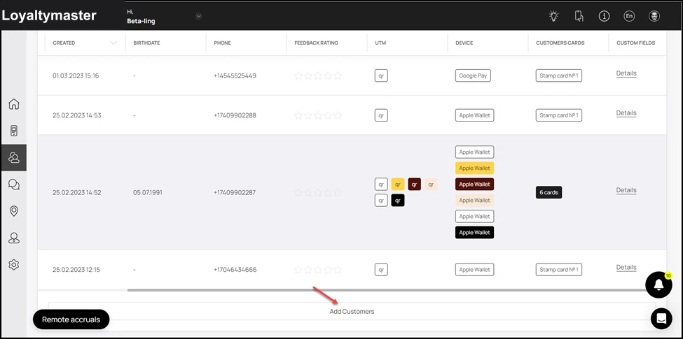Customer Profile: From the bottom of this grid, click the button. Doing so opens the Add Customer popup.