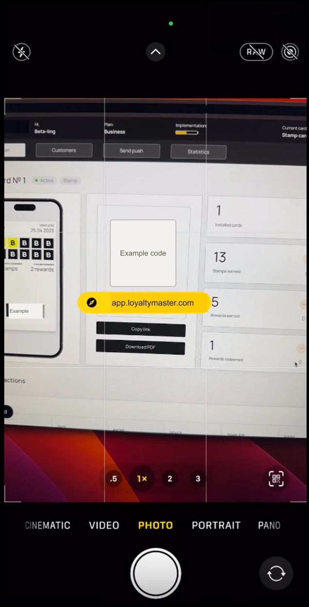 Install a Loyalty Card on iPhone: Scan the QR code of the card from your mobile phone.