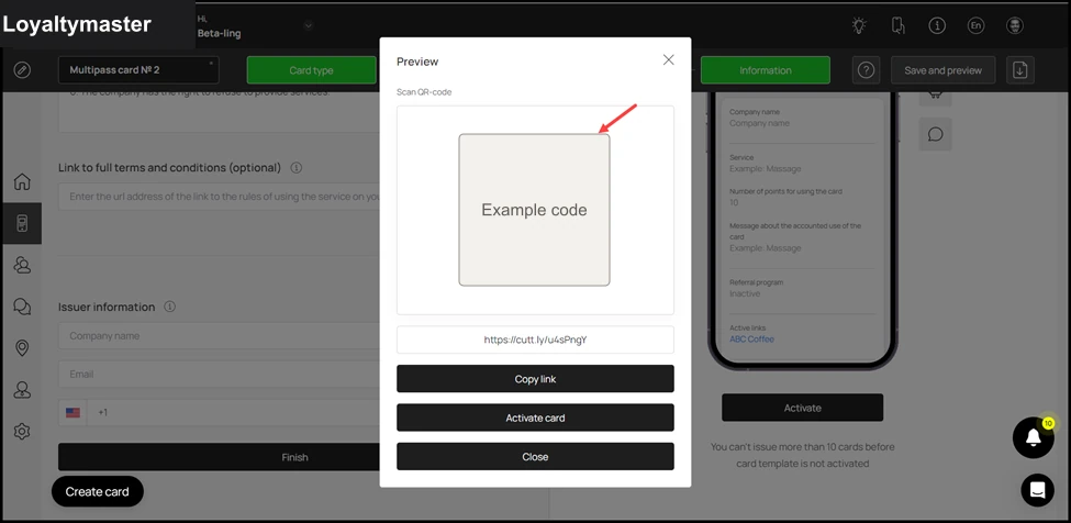 How to Create a Coupon Card: From here, you can scan the QR code of the card.