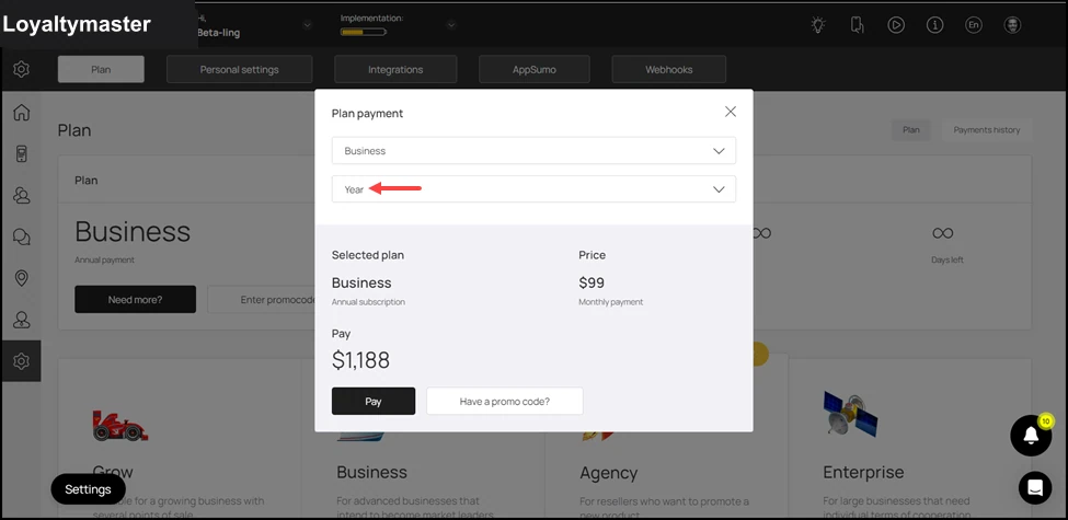 View Your Subscription Plan: Similarly, choose the payment frequency from the next dropdown.