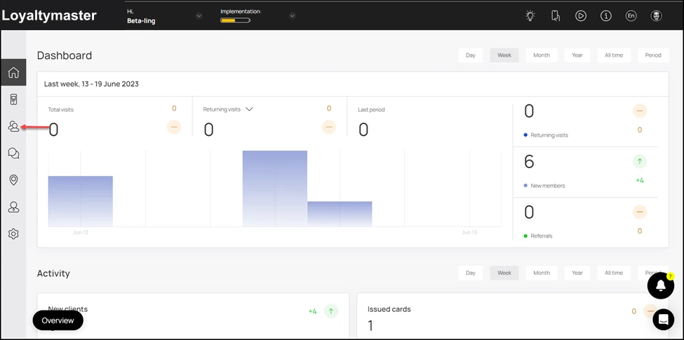 Customer Profile: From the modules listed here, click the icon. Doing so takes you to the Customers screen.