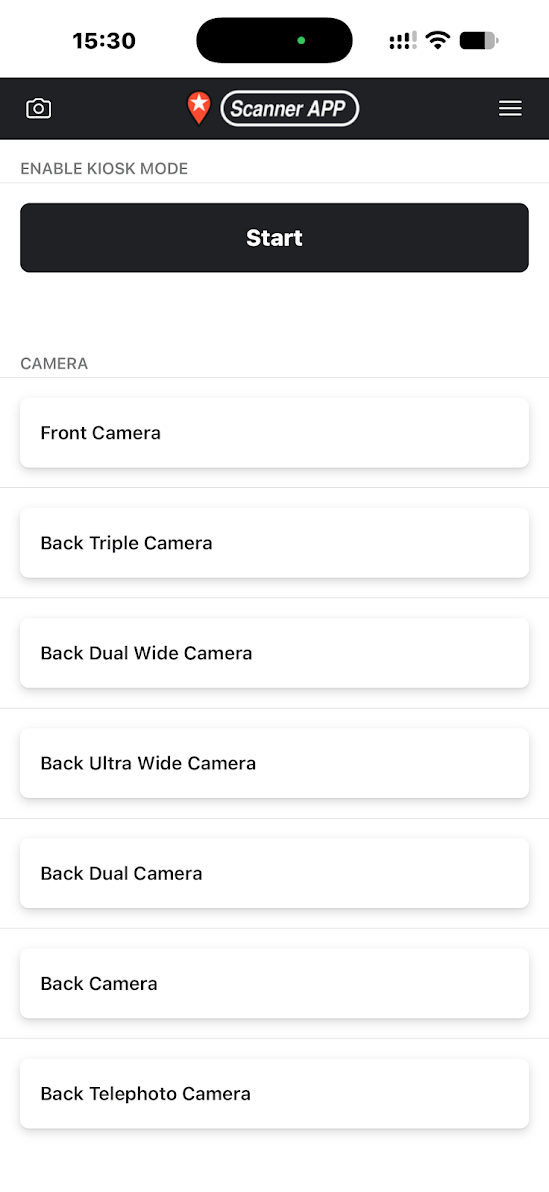 Available front and back camera choices.